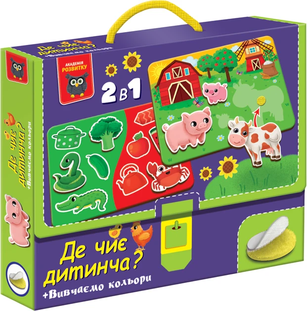 Игра развивающая с липучками «Где чей детёныш? Изучаем цвета» Vladi Toys VT1310-05 Разноцветный