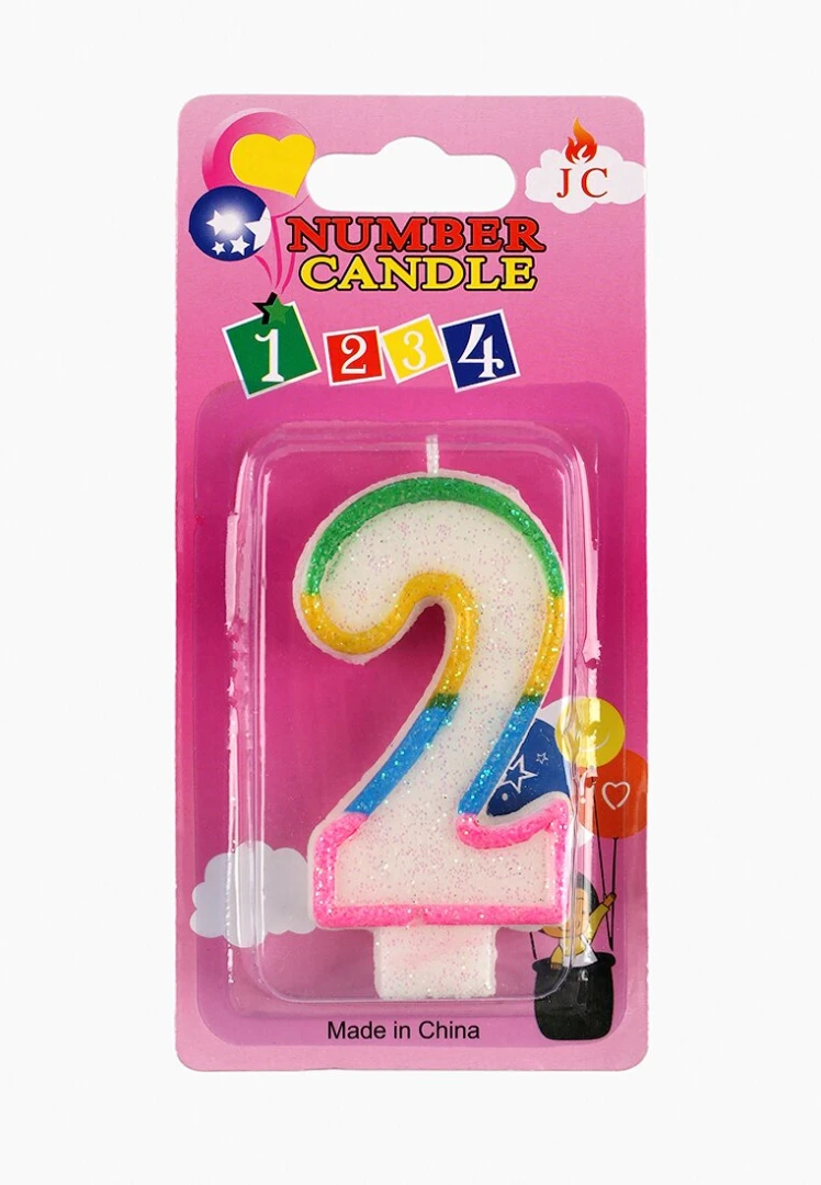 Свічка для торта Цифра 2 (2000904452743)