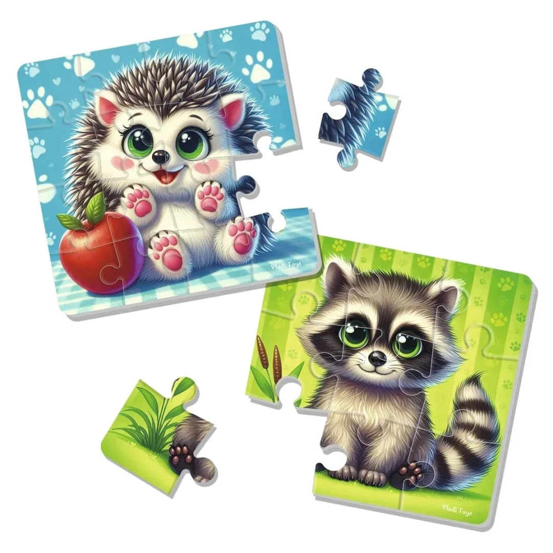 Игра развивающая Vladi Toys мягкие пазлы «Енот и ежик» VT1102-36 Разноцветный