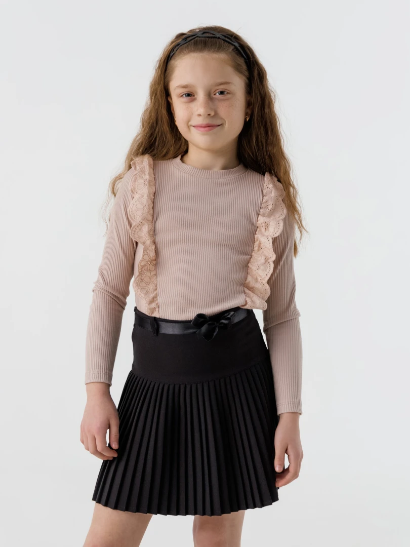 Блуза однотонна для дівчинки Perix 5005 152 см Бежевий (2000990479709D)(SC)