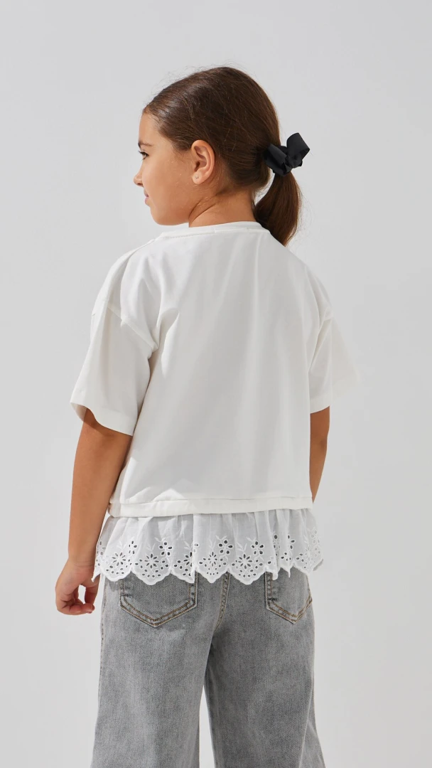Блуза трикотажна для дівчинки Aura Style 862 116 см Молочний  Фото №2