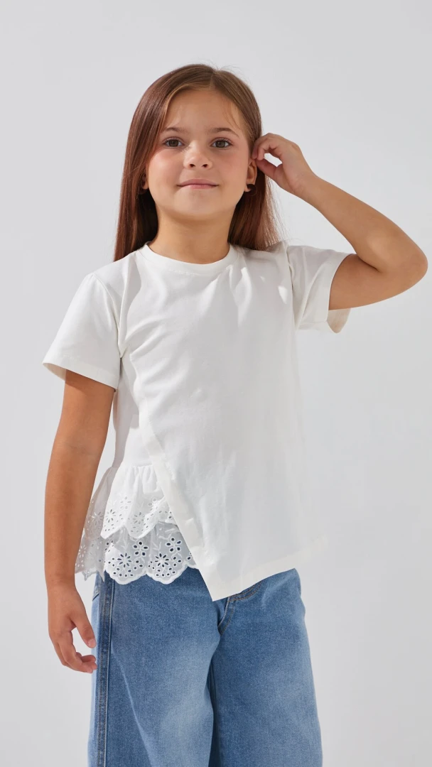 Блуза трикотажна для дівчинки Aura Style 864 140 см Молочний