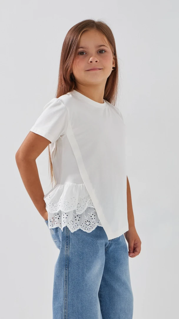 Блуза трикотажна для дівчинки Aura Style 864 140 см Молочний  Фото №1