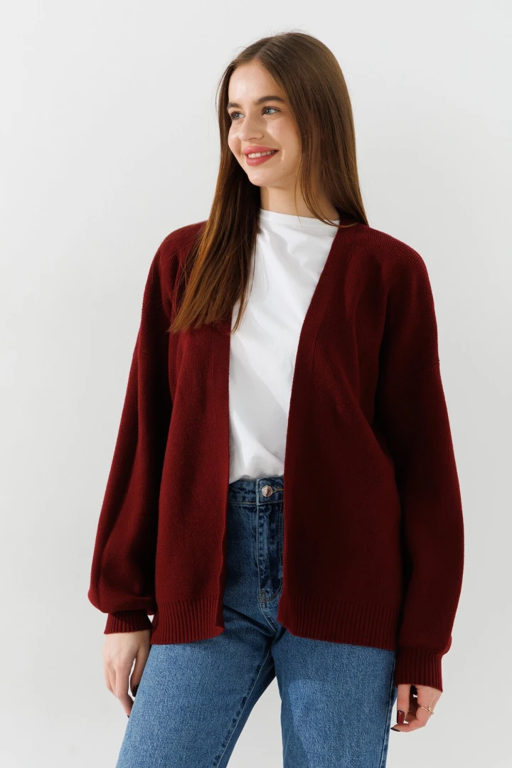 Кардиган однотонний жіночий I can 3305-1 One Size Бордовий