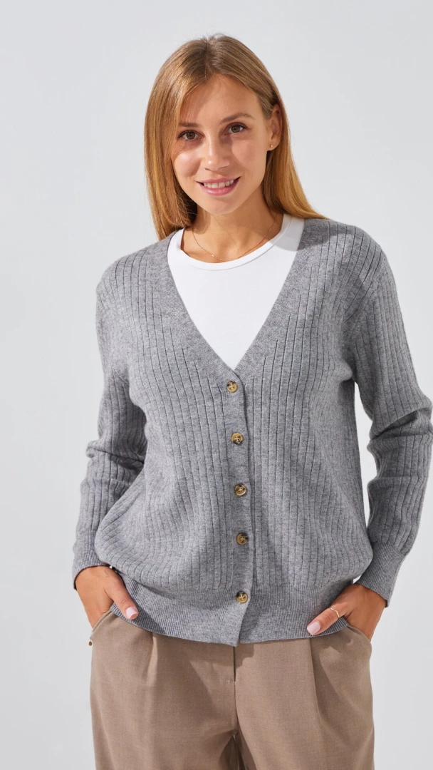 Кофта однотонна жіноча On me 8706 One Size Сірий