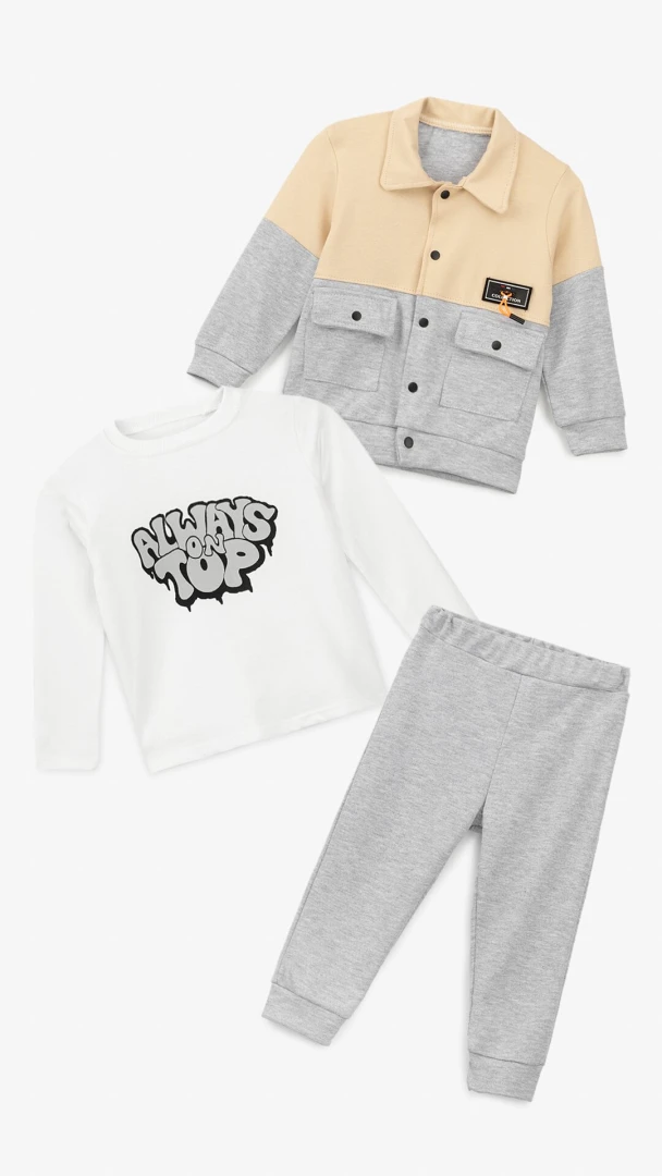 Костюм світшот+штани+кофта для хлопчика Mini Papi 25274 74 см Сірий