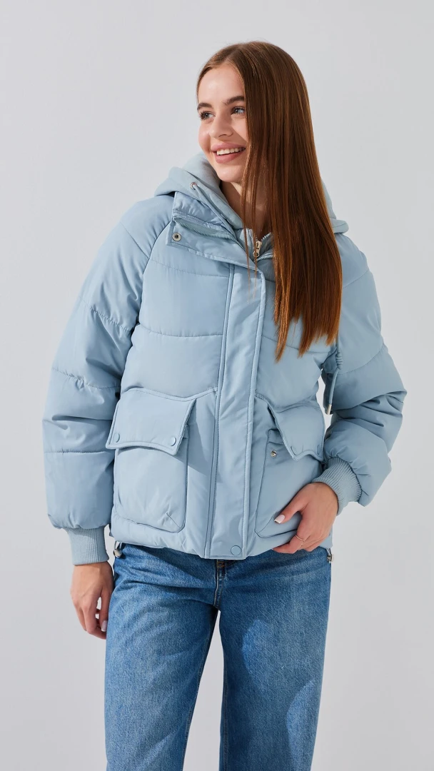 Куртка однотонная женская On me 8313 XL Голубой