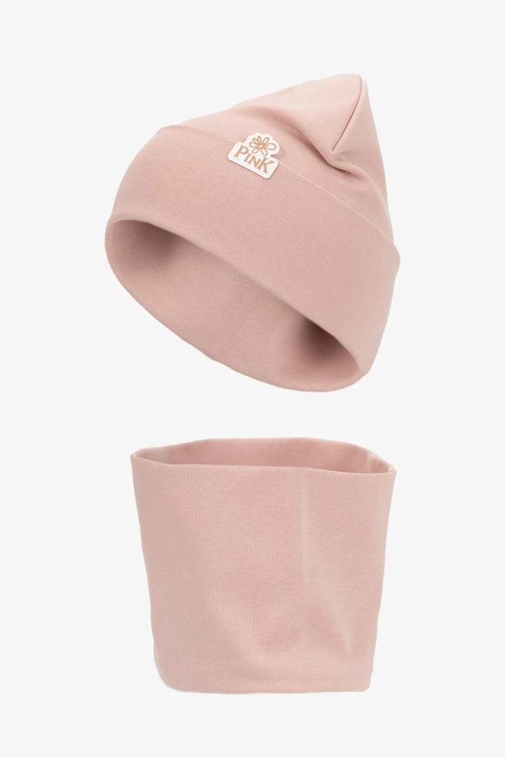 Набір шапка+снуд для дівчинки Pink 50-52 Пудровий