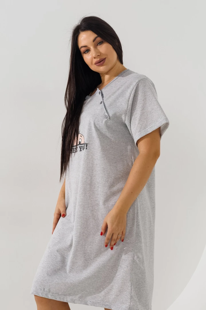 Нічна сорочка для годуючих Betul 3187 2XL Сірий  Фото №2