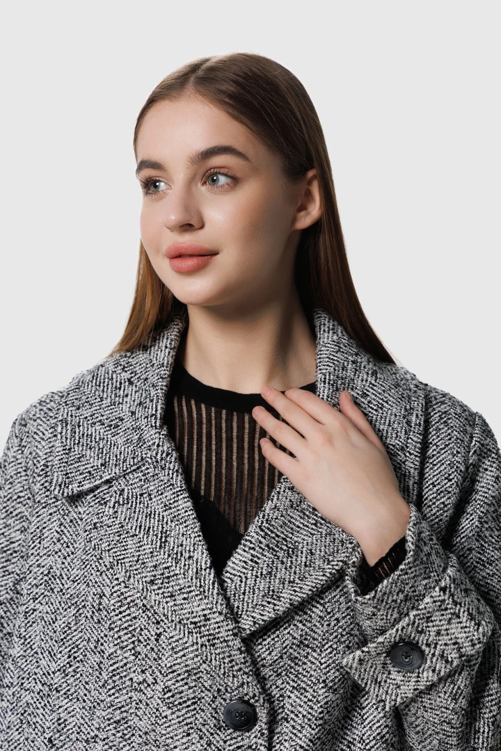 Пальто однотонне жіноче Miss esta 2385 36 Сірий (2000990312129D)  Фото №0