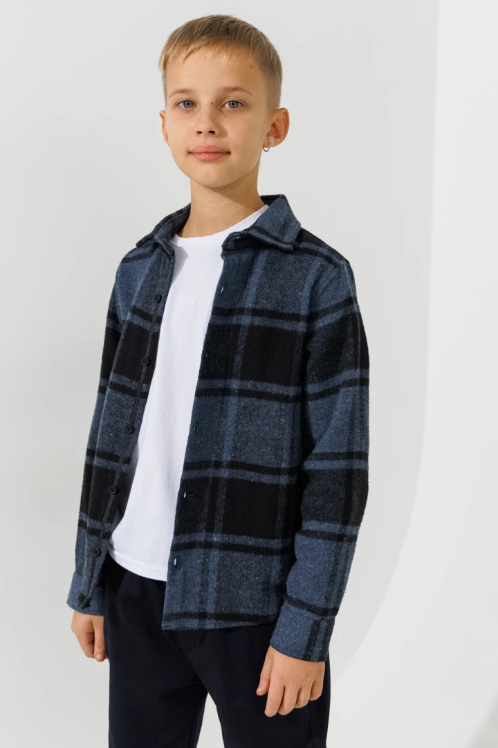 Рубашка с узором для мальчика Moda arpol DN1114 158 см Темно-синий