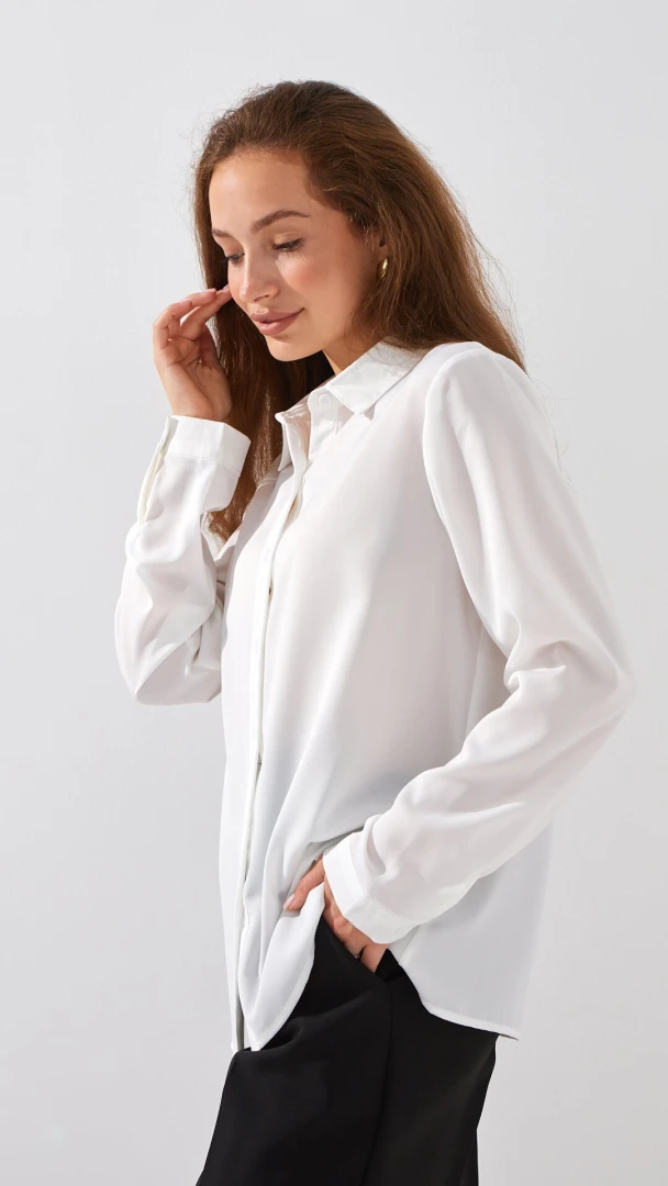 Рубашка однотонная женская On me D2777 2XL Молочный  Фото №1