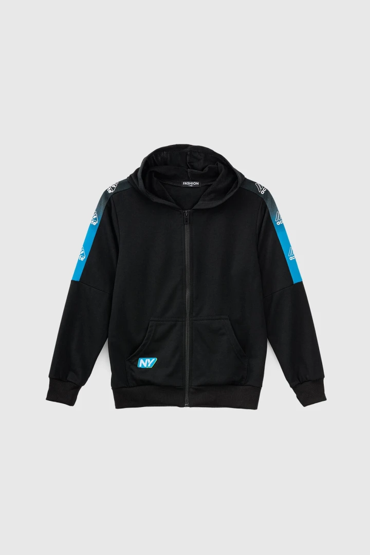 Спортивный костюм (кофта+штаны) для мальчика XHZ-0596 158 см Черно-голубой (2000990733139D)  Фото №8