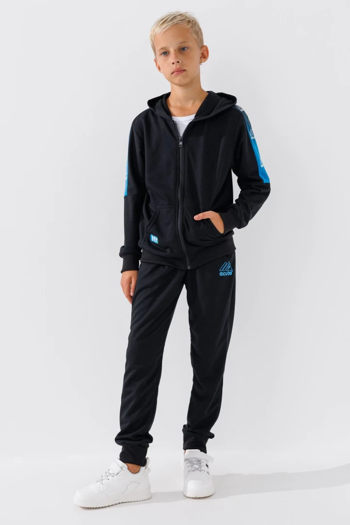 Спортивный костюм (кофта+штаны) для мальчика XHZ-0596 158 см Черно-голубой (2000990733139D)