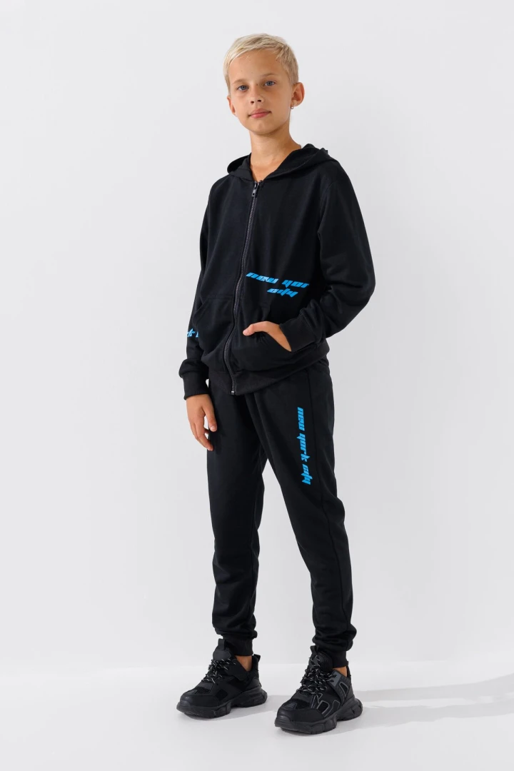 Спортивний костюм (кофта+штани) для хлопчика XHZ-0599 146 см Чорно-блакитний (2000990732996D)