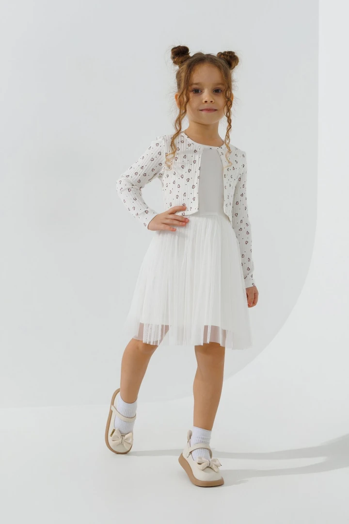 Платье с узором для девочки Pop Fashion 7582 98 см Молочный  Фото №1
