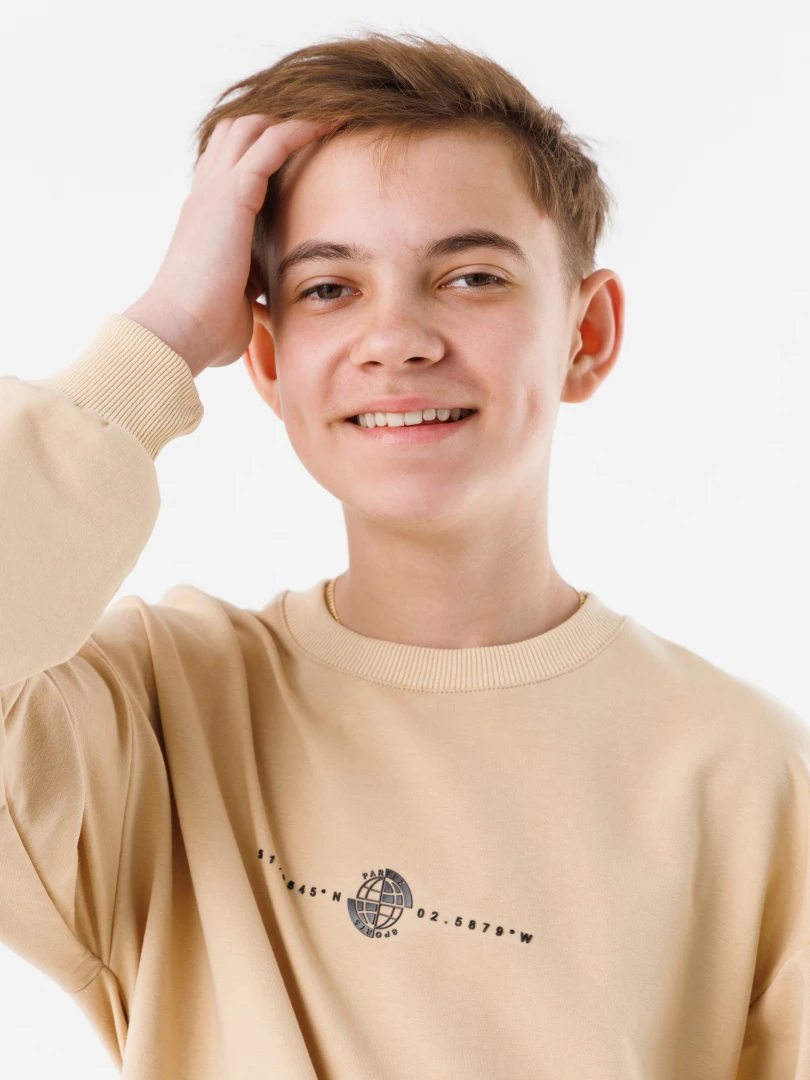 Свитшот с принтом для мальчика Black Kids 1215 170 см Бежевый (2000990475961W)  Фото №0