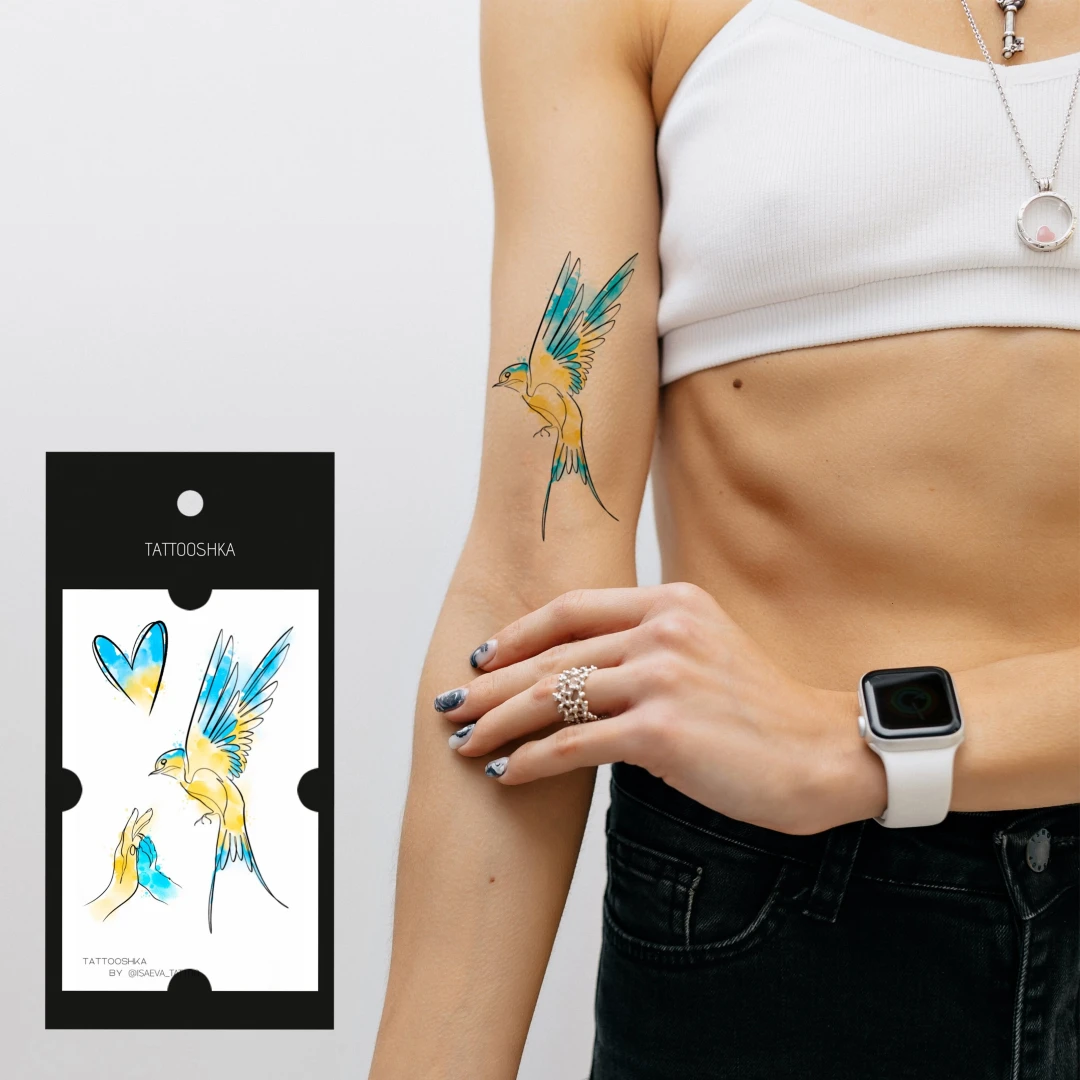Тимчасові тату Tattooshka &quot;Україна - це любов&quot; L-48 (5805800013534)  Фото №1