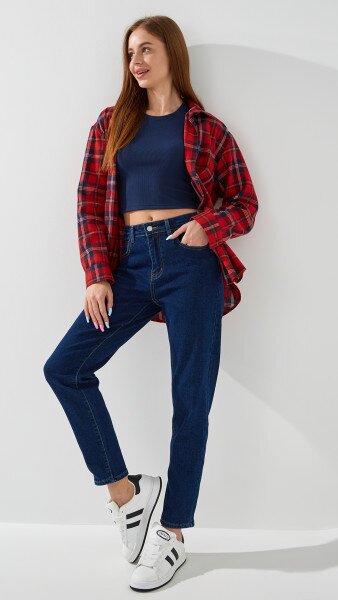 Купити Джинси Mom Fit жіночі  1319 25 Синій Артикул: 2000999170591 Фото №1