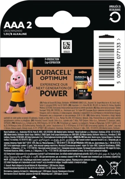 Батарейки DURACELL Basic 77133 AAA1.5V LR03 2 шт на блістері  Фото №1