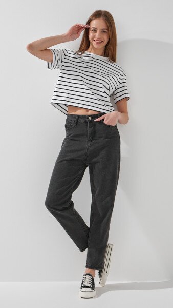 Купить Джинсы Mom Fit женские 801 S Серый Артикул: 2000990501813 Фото №1