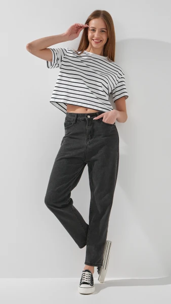 Джинсы Mom Fit женские 801 S Серый  Фото №0