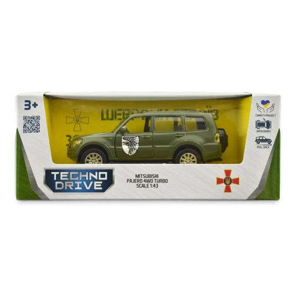 Автомодель &quot;Шевроны Героев&quot; Mitsubishi Pajero 4WD Tubro &quot;93 ОМБр&quot; TechnoDrive 250283M Темно-зеленый (6900007377188)  Фото №4