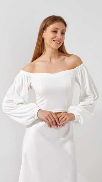Блуза однотонная женская 2401 XS Молочный  Фото №0