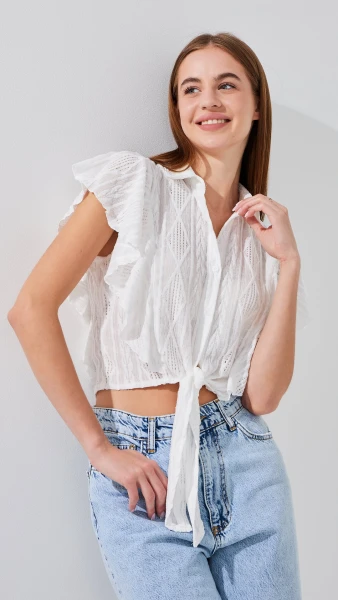 Блузка однотонная женская On me D2309 One Size Белый  Фото №2