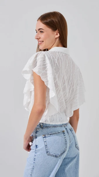 Блузка однотонная женская On me D2309 One Size Белый  Фото №3