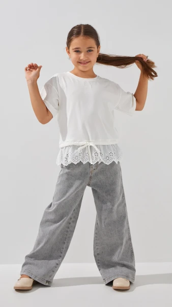 Блуза трикотажна для дівчинки Aura Style 862 116 см Молочний  Фото №1