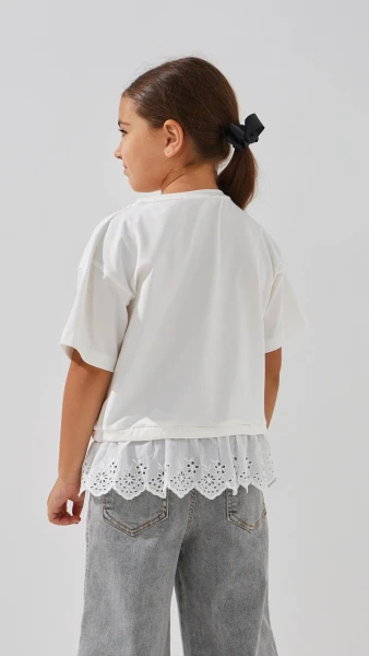 Блуза трикотажна для дівчинки Aura Style 862 116 см Молочний  Фото №3