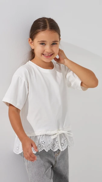 Блуза трикотажна для дівчинки Aura Style 862 116 см Молочний  Фото №2