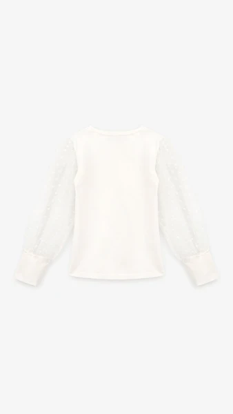 Блуза трикотажна для дівчинки Aura Style 865 116 см Молочний  Фото №9