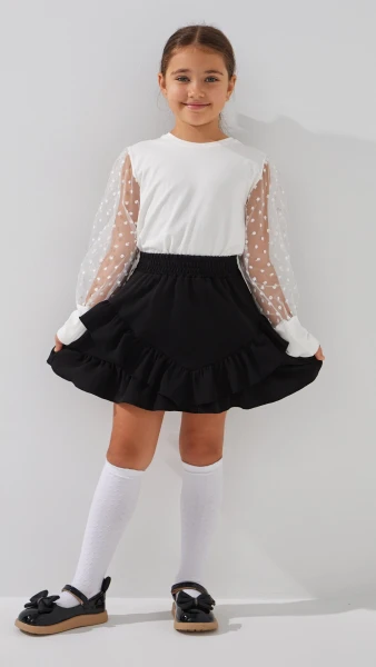 Блуза трикотажна для дівчинки Aura Style 865 116 см Молочний  Фото №1