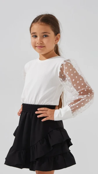 Блуза трикотажна для дівчинки Aura Style 865 116 см Молочний  Фото №2