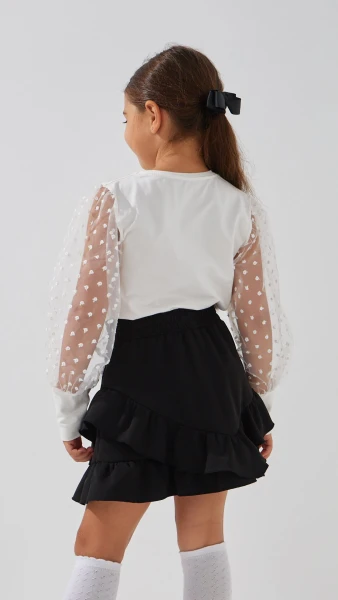 Блуза трикотажна для дівчинки Aura Style 865 116 см Молочний  Фото №4