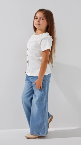 Блуза трикотажна для дівчинки Aura Style 867 116 см Молочний  Фото №1