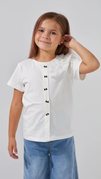 Блуза трикотажна для дівчинки Aura Style 867 116 см Молочний  Фото №2