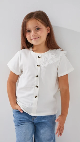 Блуза трикотажна для дівчинки Aura Style 867 116 см Молочний  Фото №0