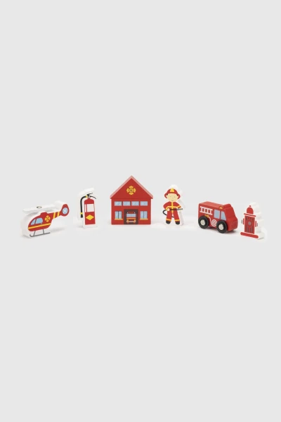 Дополнительный набор к железной дороге &quot;Пожарная станция&quot; Viga Toys 50815 Разноцветный (6934510508159)  Фото №0