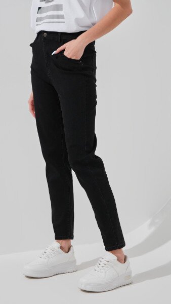 Купить Джинсы Mom Fit женские 3015 25 Черный Артикул: 2000999186561 Фото №3