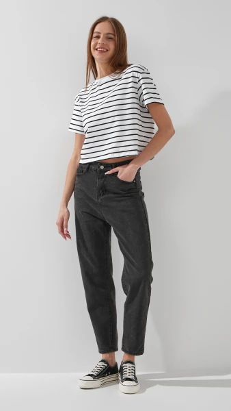 Джинсы Mom Fit женские 801 S Серый  Фото №2