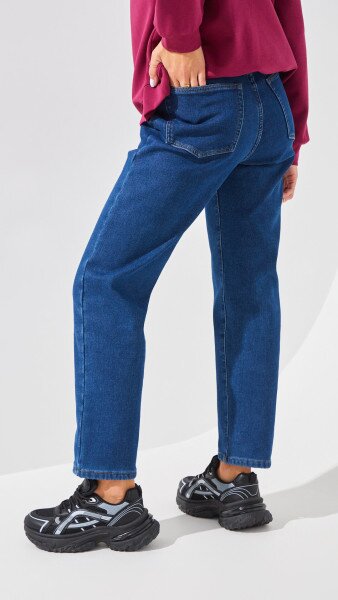 Купити Джинси Mom Fit жіночі On me 1908 40 Синій Артикул: 2000999288098 Фото №4