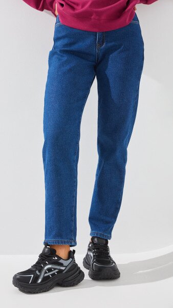 Купити Джинси Mom Fit жіночі On me 1908 40 Синій Артикул: 2000999288098 Фото №1
