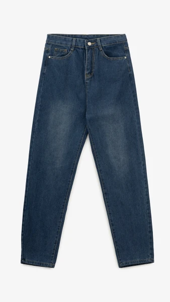 Купить Джинсы однотонные Mom Fit женские 1908 M Синий Артикул: 2000999193217 Фото №7