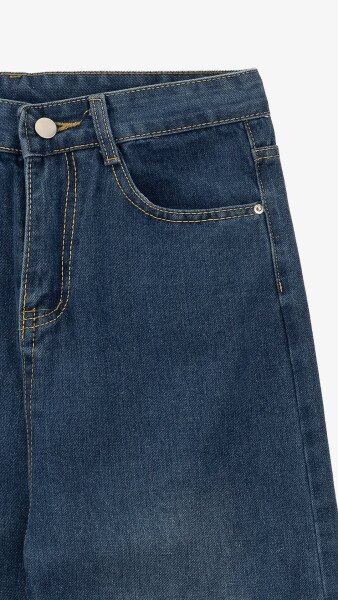 Купити Джинси однотонні Mom Fit жіночі 1908 S Синій Артикул: 2000999193200 Фото №8