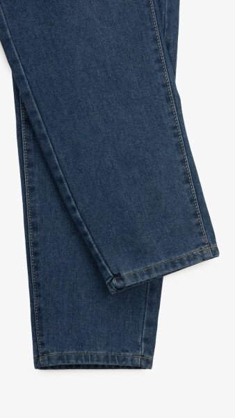 Купити Джинси однотонні Mom Fit жіночі 1908 S Синій Артикул: 2000999193200 Фото №9
