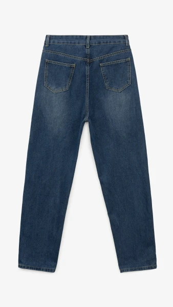 Купить Джинсы однотонные Mom Fit женские 1908 M Синий Артикул: 2000999193217 Фото №11
