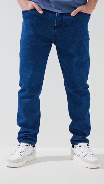 Купити Джинси Slim Fit однотонні чоловічі 902 33 Синій Артикул: 2000999453601 Фото №1